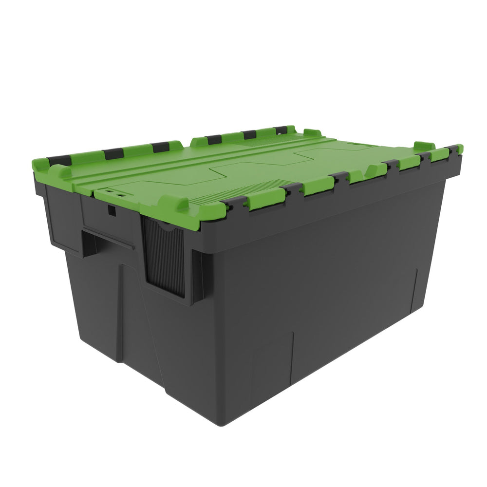 SINGLE - 56 Litre ALC Container 310mm Recycled-LH-Black and Green Lid-LH310RG-Plastic Box Shop