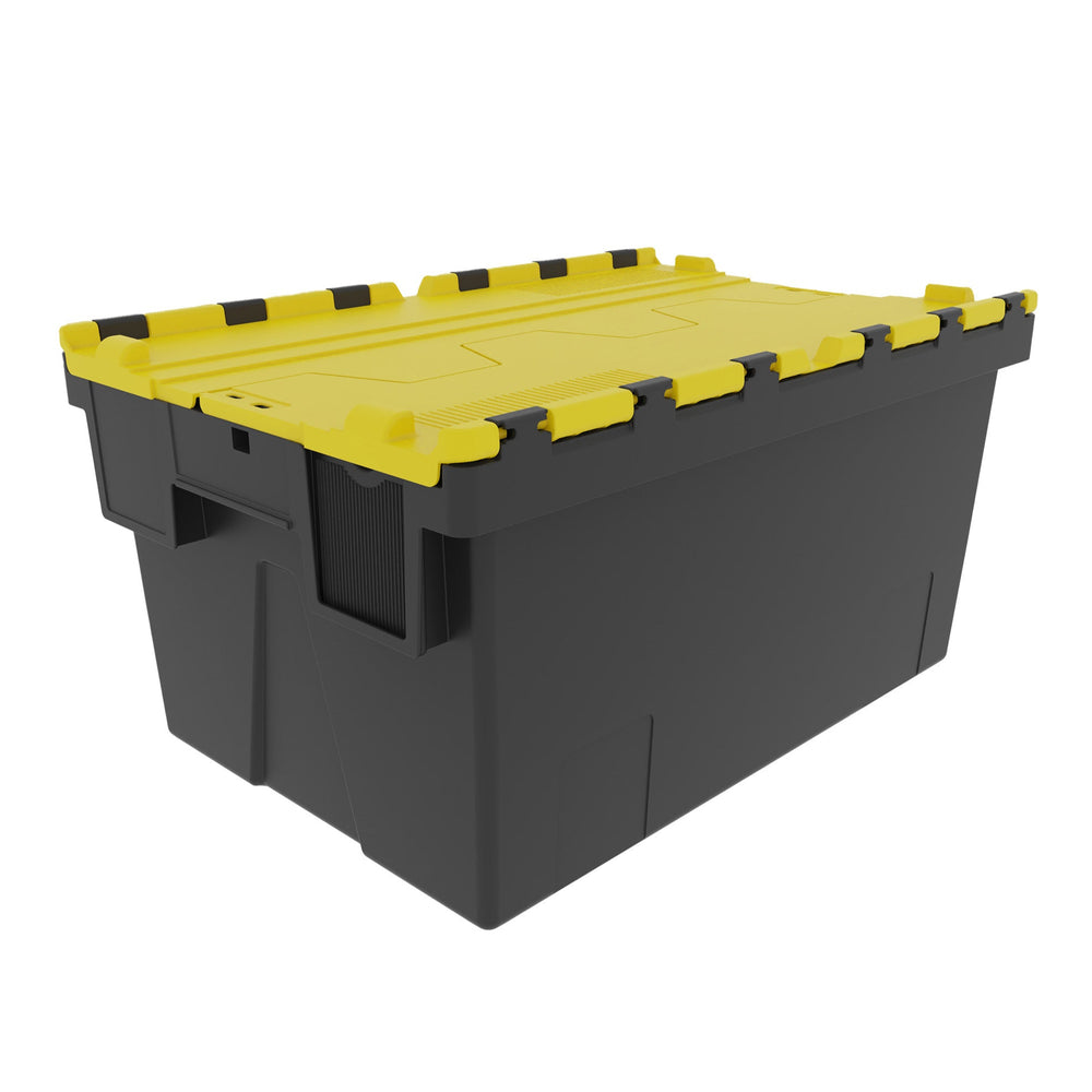 SINGLE - 56 Litre ALC Container 310mm Recycled-LH-Black and Yellow Lid-LH310RY-Plastic Box Shop