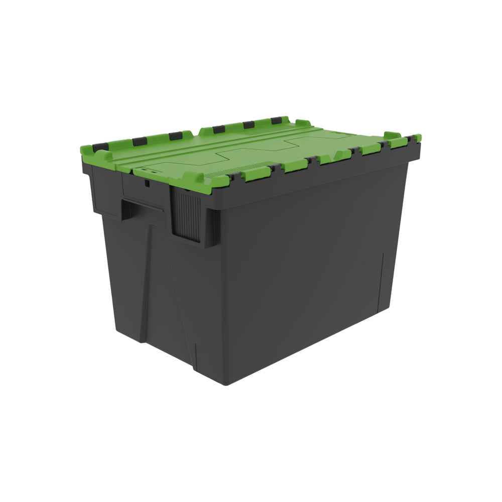 SINGLE - 400mm Attached Lid Container Recycled-LH-Plastic Box Shop