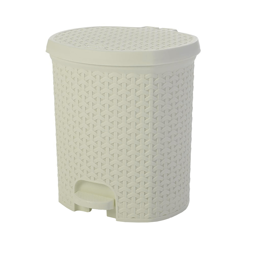 21 Litre Rattan Effect Plastic Pedal Dustbin-Hobby Life-Cream-NW21PBC-Plastic Box Shop
