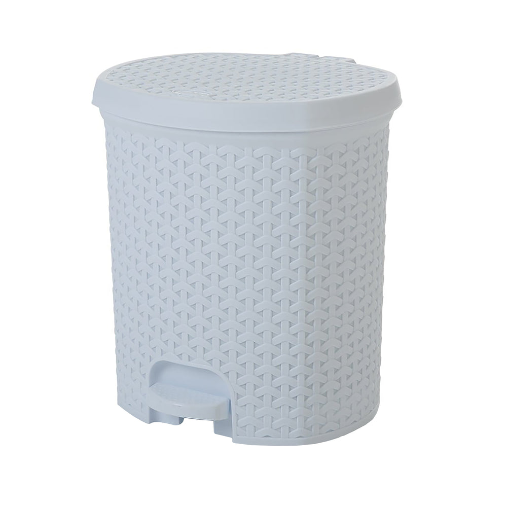 21 Litre Rattan Effect Plastic Pedal Dustbin-Hobby Life-White-NW21PBW-Plastic Box Shop