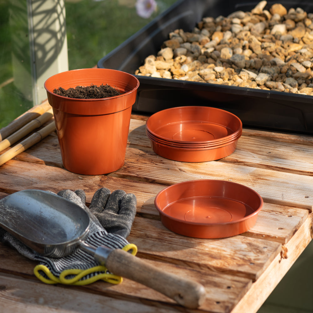 Pack of 5 x 11.5cm Terracotta Saucers-Strata-Plastic Box Shop