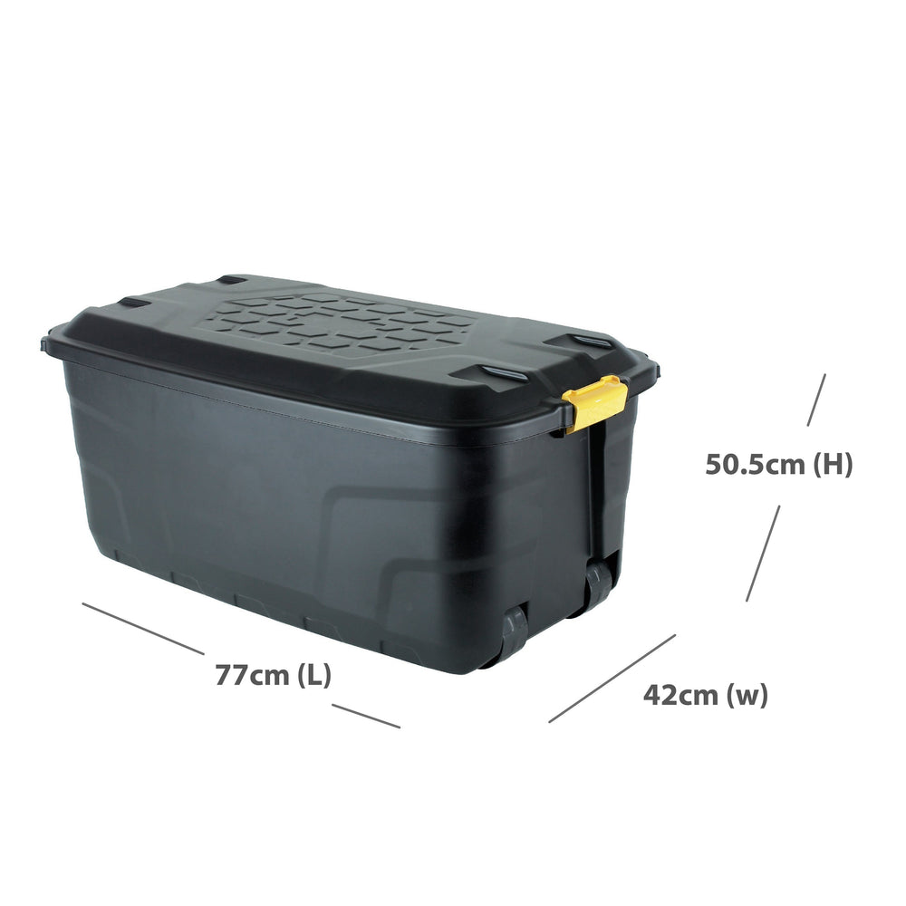 110 Litre Premium Quality Lockable Plastic Box with Clip on Lid and Wheels-Strata-Plastic Box Shop