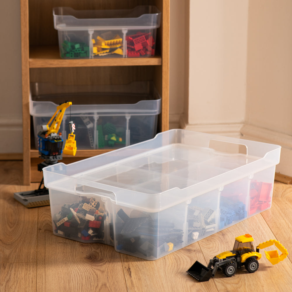 Large Organise Me Plastic Compartment Box - Clear-Strata-Plastic Box Shop