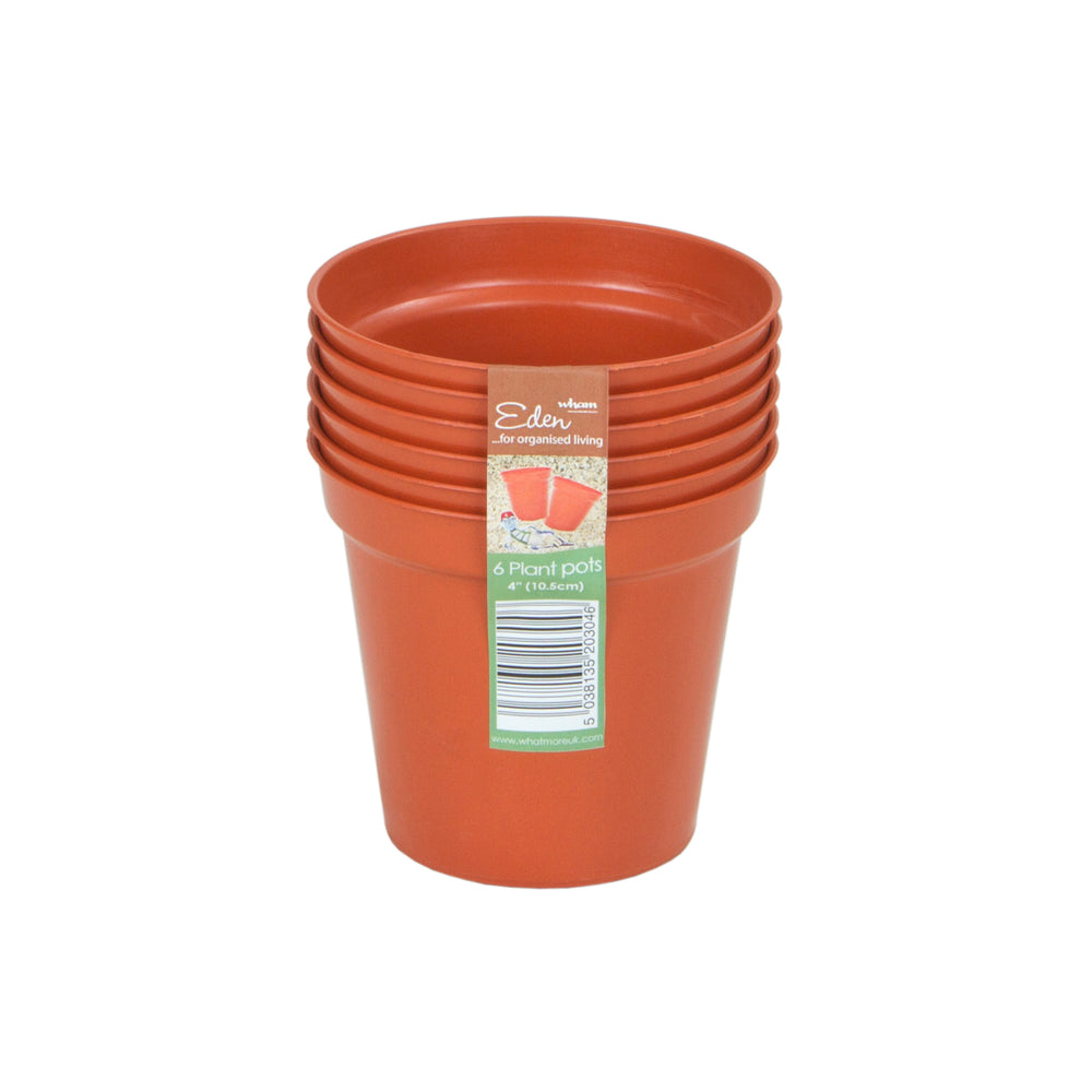 Set of 6 - Eden 10.5cm Plant Pots Terracotta (20304)-Wham-Plastic Box Shop