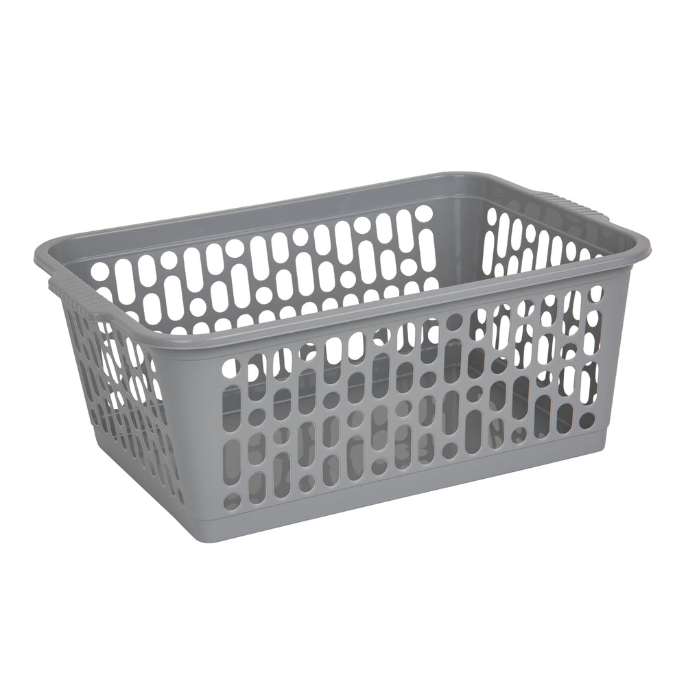 Pack of 2 x Large Plastic Handy Tidy Baskets-Wham-Cool Grey-WMTP2CG-Plastic Box Shop