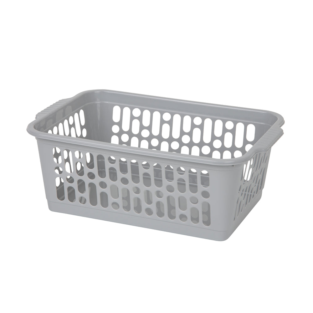 Medium Multi-Colour Plastic Storage Basket (Pack of 3)-Wham-Cool Grey-WMTP3CG-Plastic Box Shop