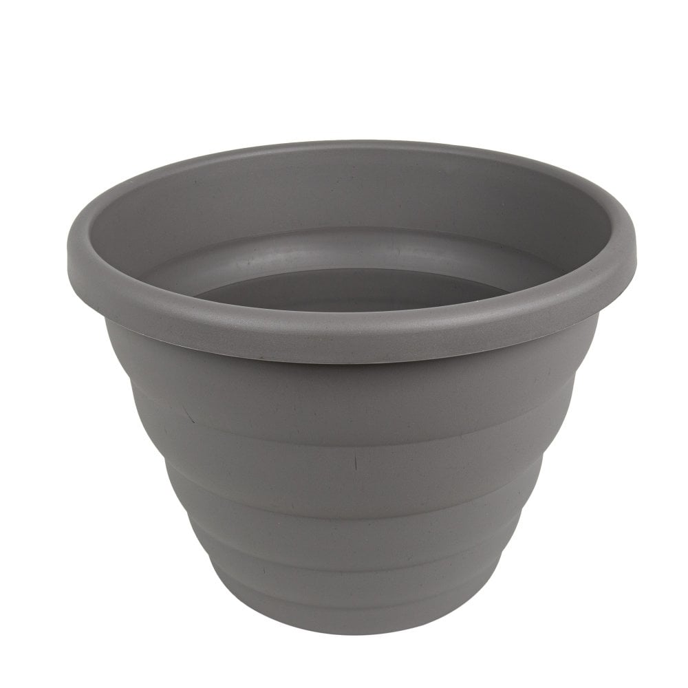 Pack of 2 x Beehive 40cm Round Upcycled Plant Pots-Wham-Cement Grey-WM40BHUP2-Plastic Box Shop